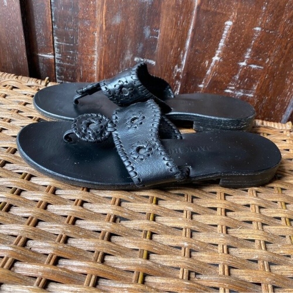 Jack Rogers - Black Leather Navajo Classic Sandal - Size 7M